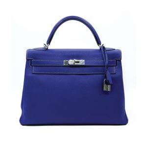 Hermes Kelly Candy 32 Blue Electric Epsom Leather