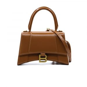 Balenciaga Women Hourglass Small Top Handle Bag Brown BLA01
