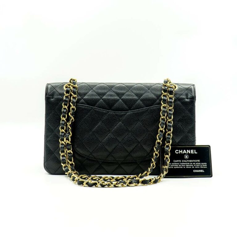 Chanel Classic Medium Double Flap Bag Black Caviar C06