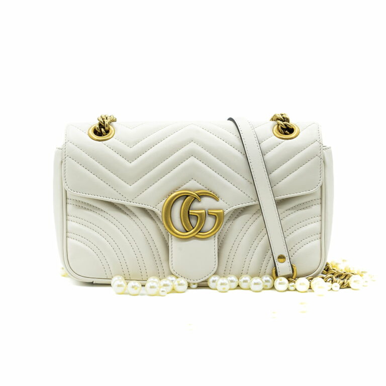 Gucci Marmont Gg Small White Leather Shoulder Bag C10