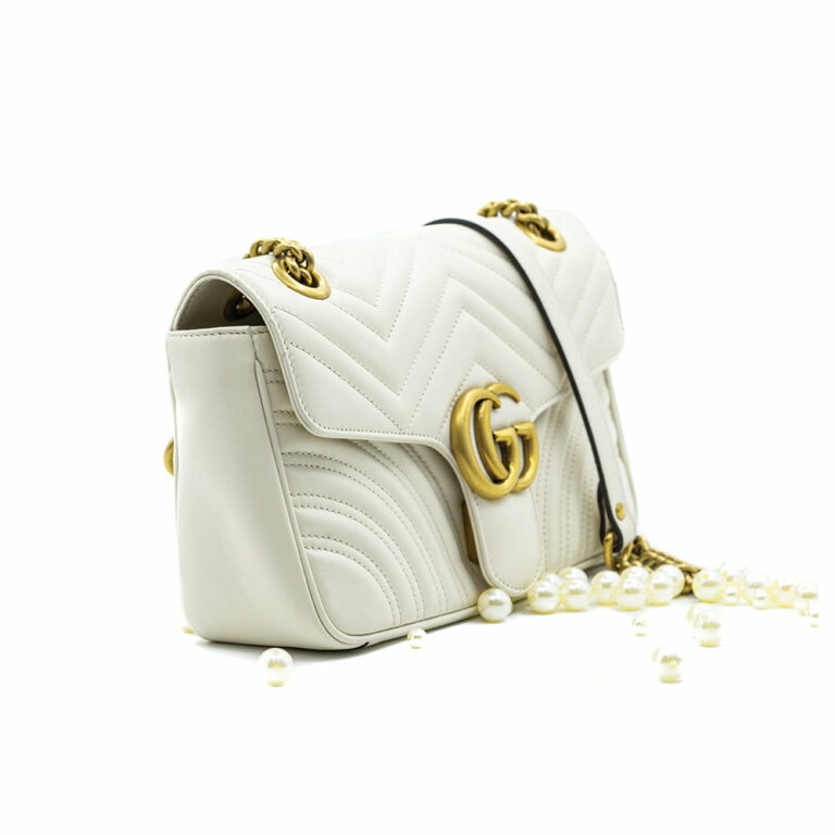 Gucci Marmont Gg Small White Leather Shoulder Bag C10