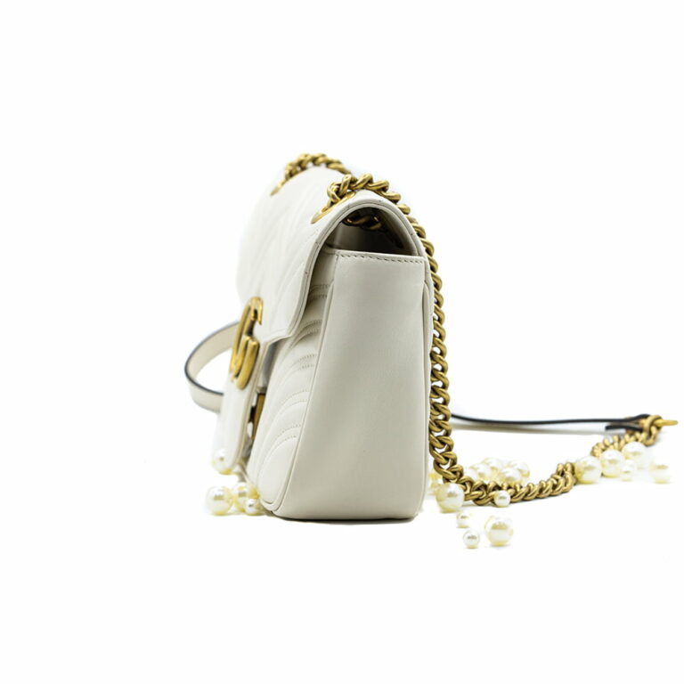 Gucci Marmont Gg Small White Leather Shoulder Bag C10