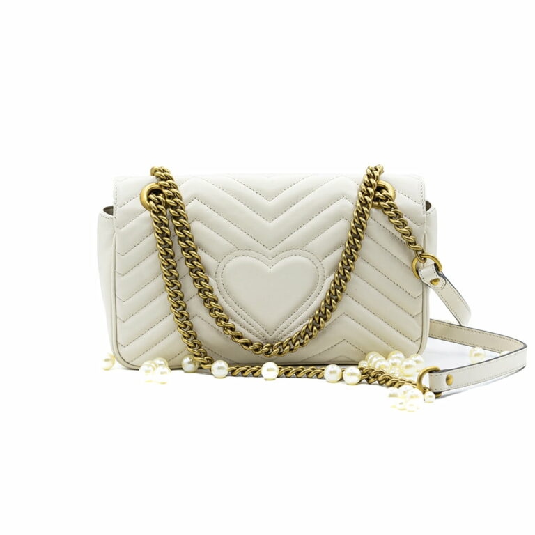 Gucci Marmont Gg Small White Leather Shoulder Bag C10