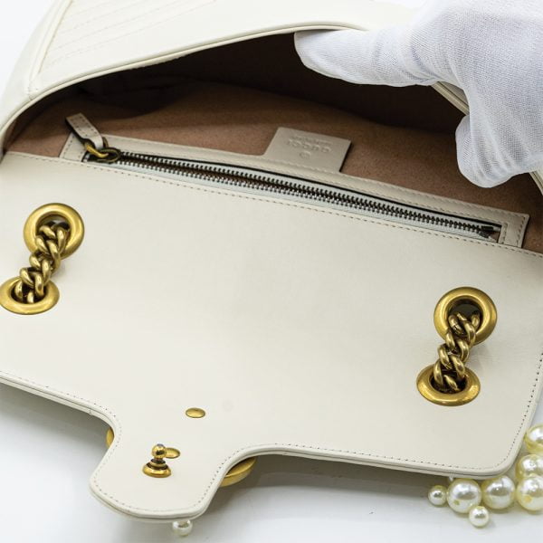 Gucci Marmont Gg Small White Leather Shoulder Bag C10