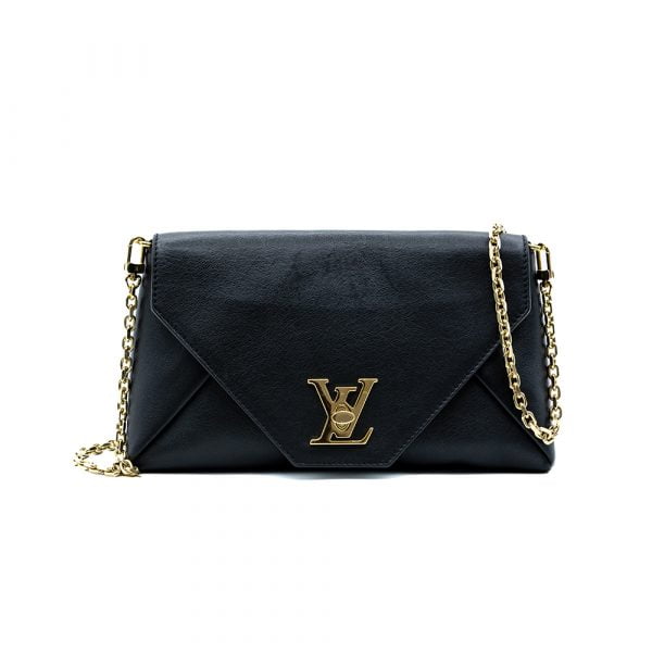 Louis Vuitton Black Love Note Chain Clutch Leather Shoulder Bag LV00035