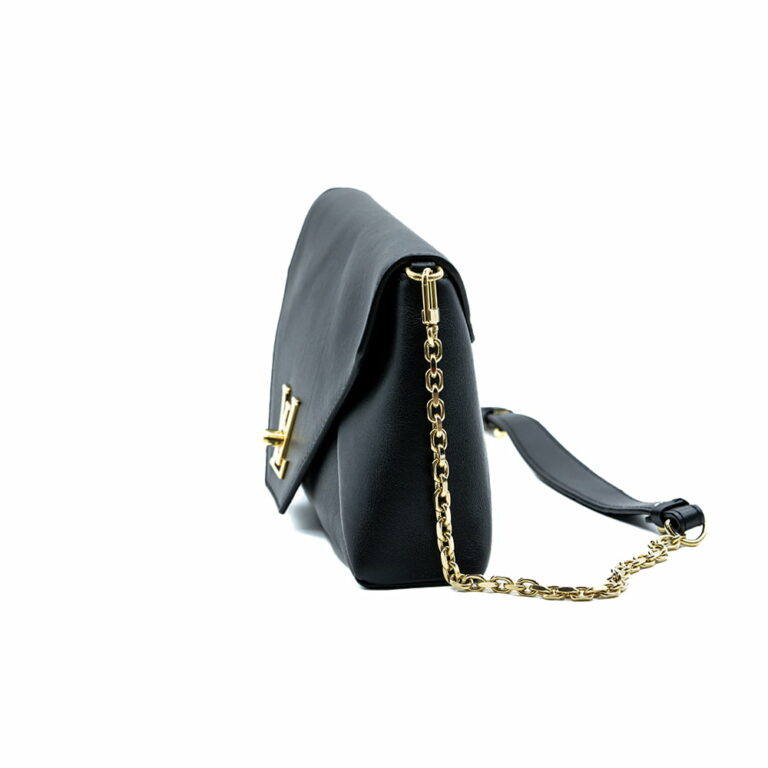 Louis Vuitton Black Love Note Chain Clutch Leather Shoulder Bag LV00035