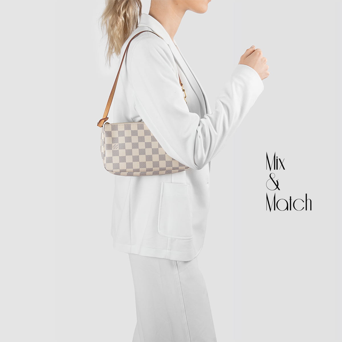 Louis Vuitton White Pochette Accessoires Damier Mini Clutch Mix and Match