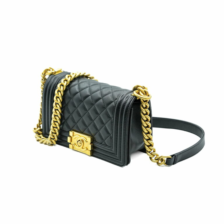 Chanel Small Boy Lambskin Bag in Pearly Black C18