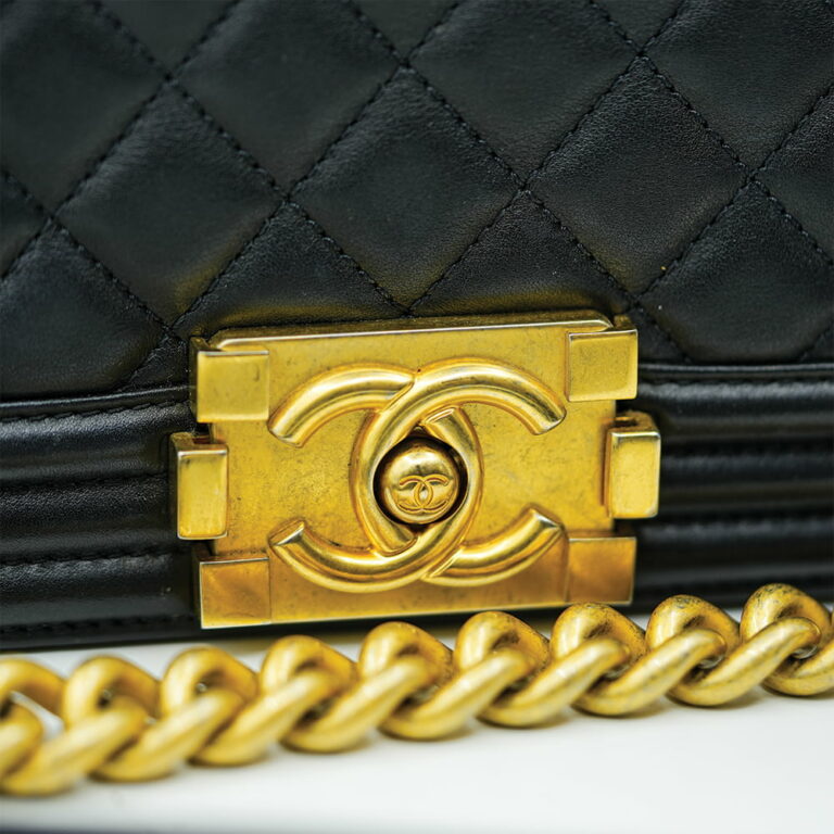 Chanel Small Boy Lambskin Bag in Pearly Black C18