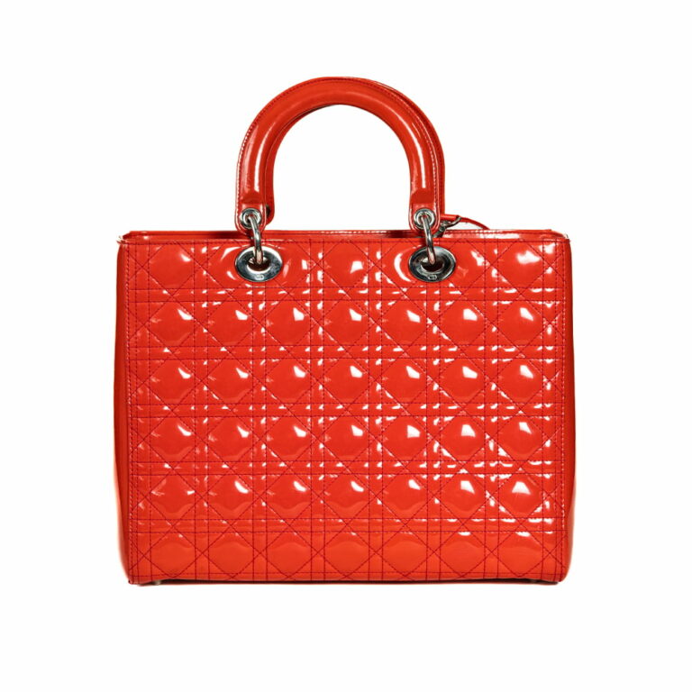 Túi xách Dior Crimson Red Cannage Patent Leather Large Lady Tote Di00025