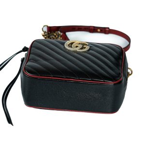 Túi xách Gucci Marmont Shoulder Bag Bamboo Top Black Handle G00039