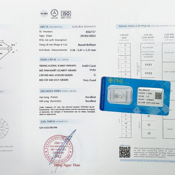 Kim cương 5.36 - 5.41 VVS2 G DM00130
