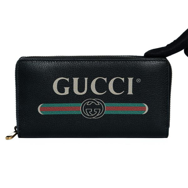 Gucci Print Leather Zip Around Wallet Black G00044