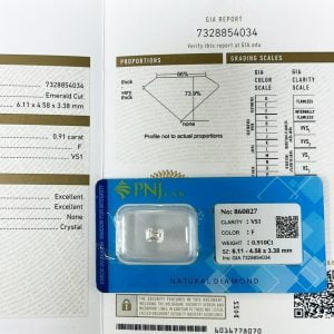 Kim cương Emerald 6.11-4.58-3.38 VS1-F DM00171