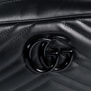 Black Leather GG Marmont Matelassé Mini Bag G00053