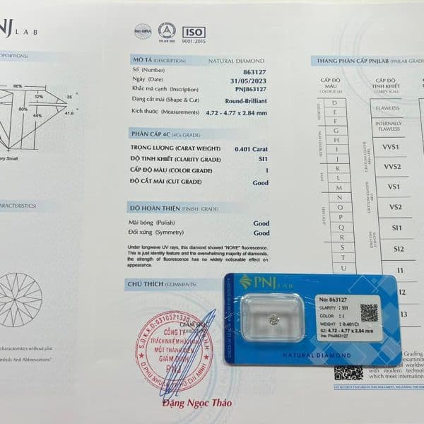 Kim cương 4.72 - 4.77 SI1-I QTR2311952