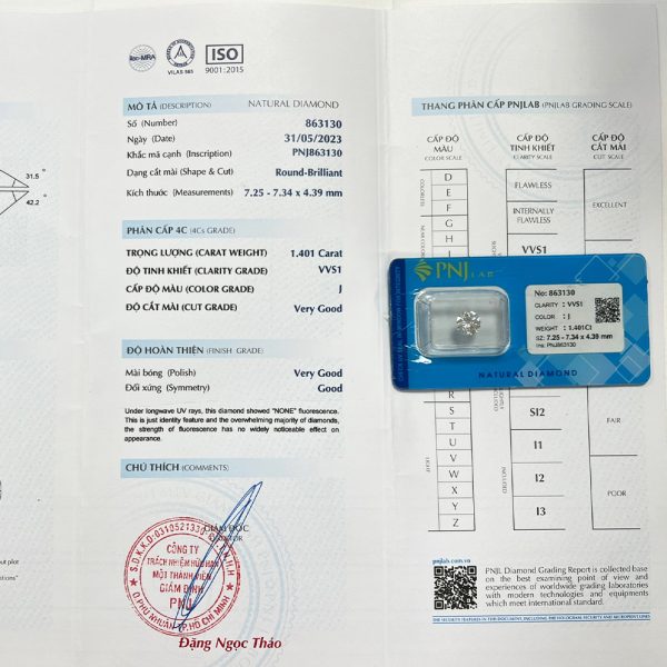 Kim cương 7.25 - 7.34 VVS1-J GVP2311557