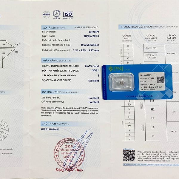 Kim cương 5.56 - 5.59 VVS1-J TGI2316457