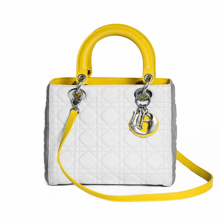 Lady Dior Tricolor Medium Baby Blue Grey and Yellow Di00034