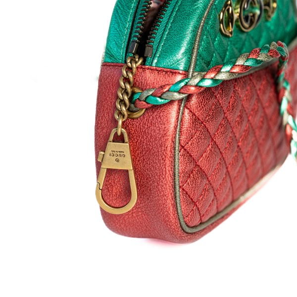 Gucci Quilted Metallic Leather Trapuntata Mini Crossbody Bag G00059
