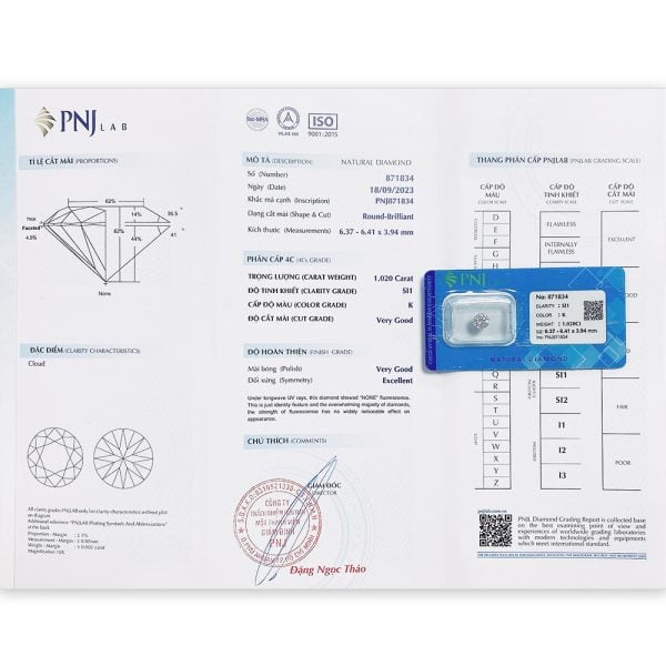 Kim cương 6.37 - 6.41 SI1-K TNT2314740