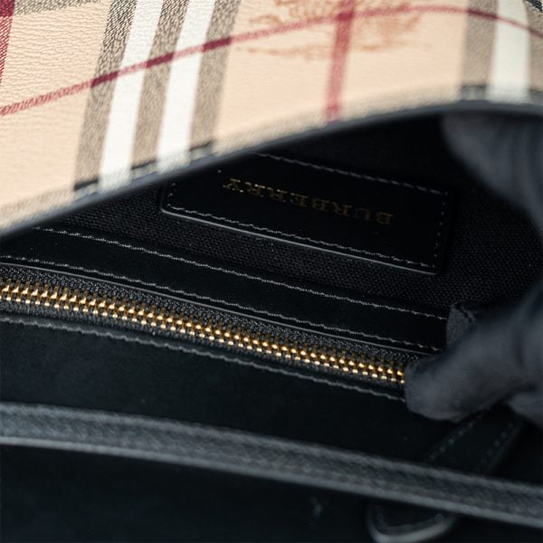 Burberry Small Loxley Haymarket Knight Check Coated Canvas Crossbody Black BB0012