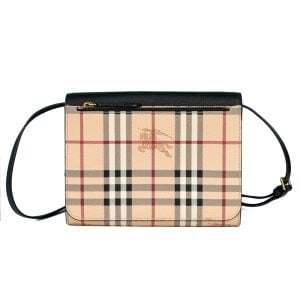 Burberry Small Loxley Haymarket Knight Check Coated Canvas Crossbody Black BB0012