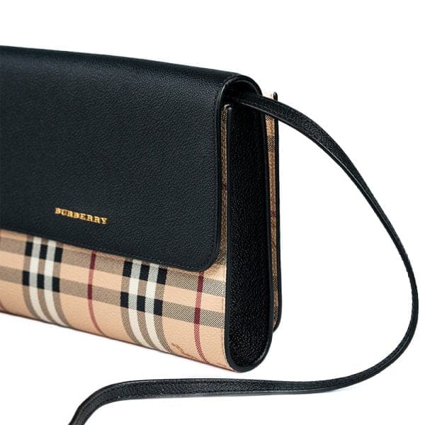 Burberry Small Loxley Haymarket Knight Check Coated Canvas Crossbody Black BB0012