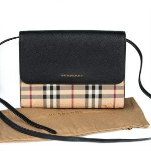 Burberry Small Loxley Haymarket Knight Check Coated Canvas Crossbody Black BB0012