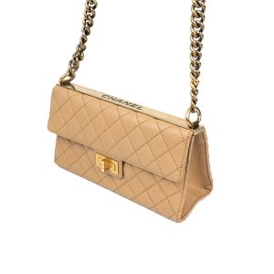 Chanel Pale Gold Quilted Caviar Leather Reissue 255