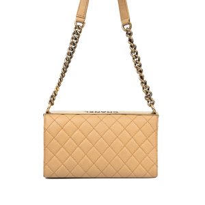 Chanel Pale Gold Quilted Caviar Leather Reissue 255