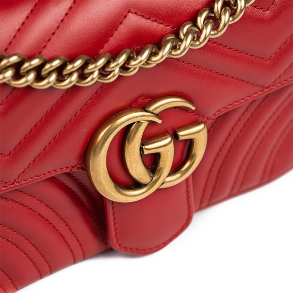 Gucci Red Marmont Size 22 Gold Lock