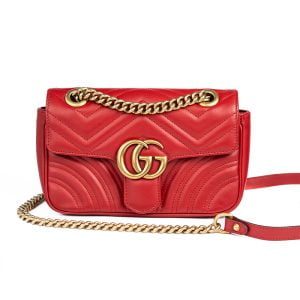 Gucci Red Marmont Size 22 Gold Lock