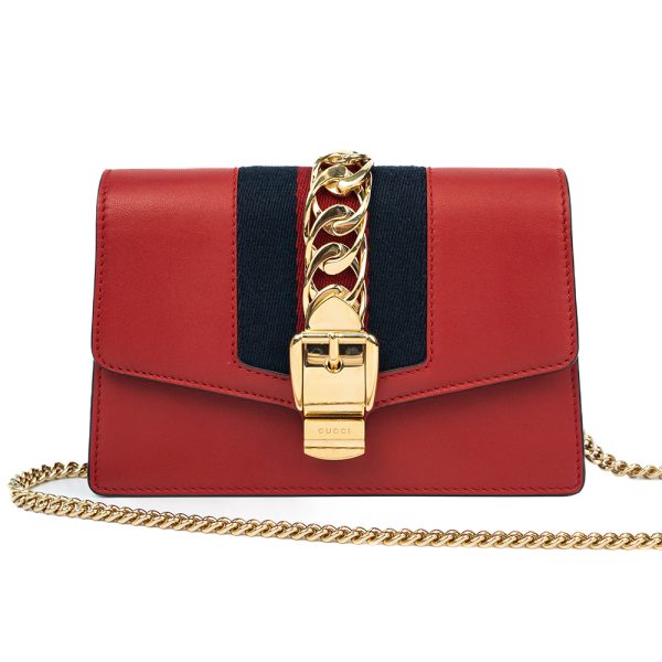Gucci Sylvie Mini Chain Wallet Red