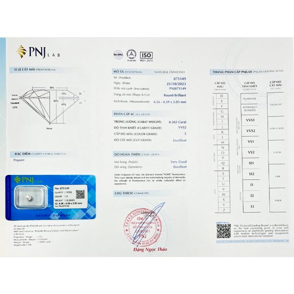Kim cương 4.56 - 4.59 VVS2-E TEL2312134