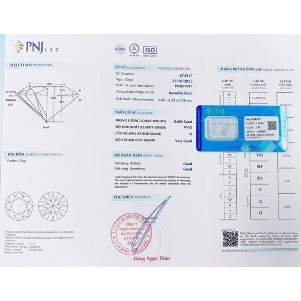 Kim cương 5.45 - 5.53 VVS2-D ADO2327627