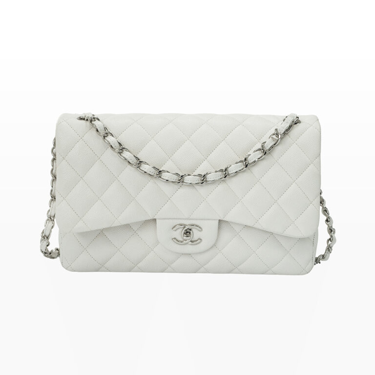 Chanel Classic Double Flap White Jumbo Silver Hardware