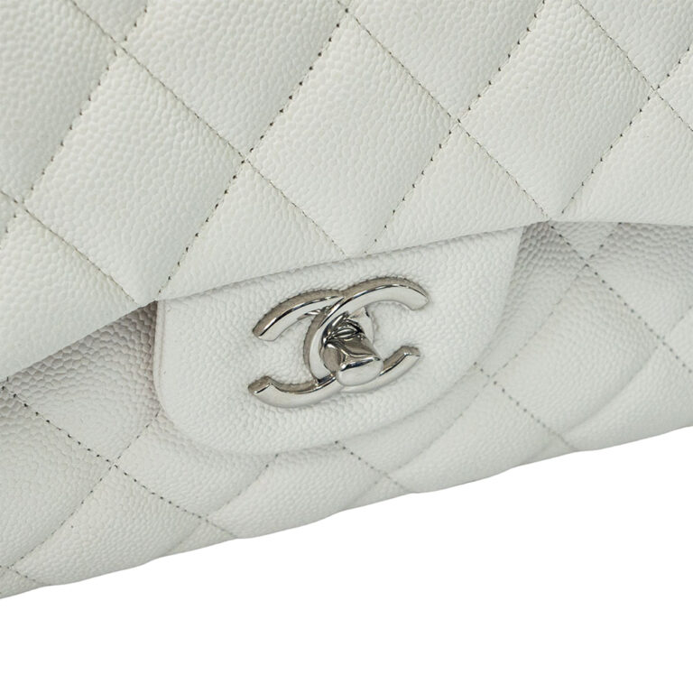 Chanel Classic Double Flap White Jumbo Silver Hardware