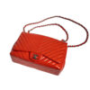 Chanel Coral Quilted Patent Leather Chevron Jumbo Classic Flap Bag CAS2336091
