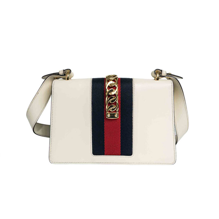 Gucci Off White Leather Small Web Sylvie Shoulder Bag VTA2334323