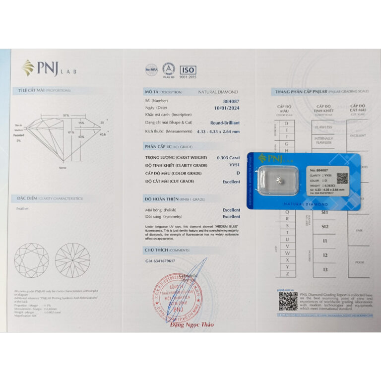 Kim cương 4.33 - 4.35 VVS1-D BIH2400138