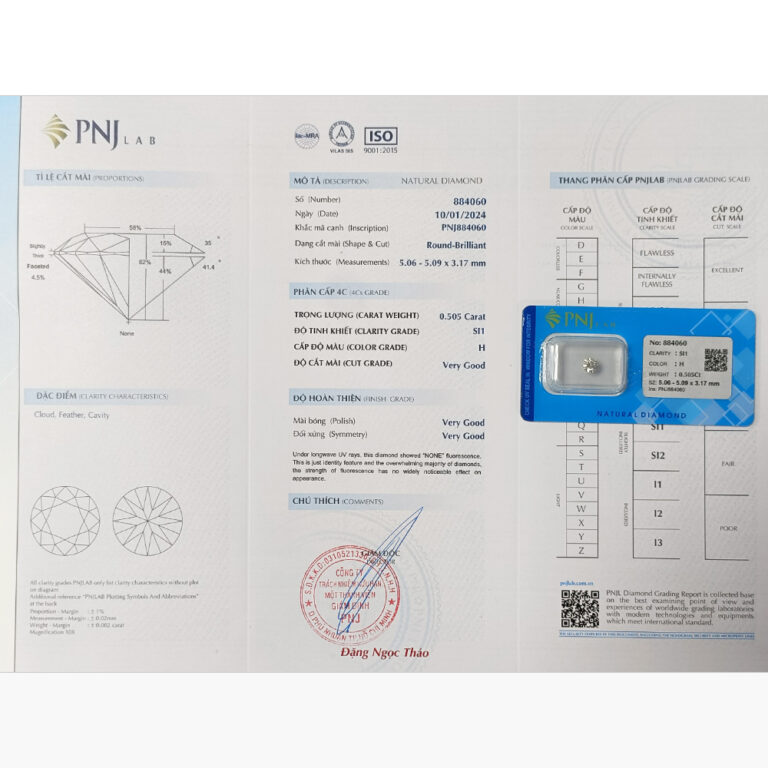 Kim cương 5.06 - 5.09 SI1-H DKA2400853