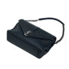 YSL Black Chevron Quilted Leather Monogram Large College Bag