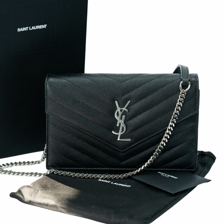 Túi Đeo Chéo Nữ YSL Wallet On Chain Silver