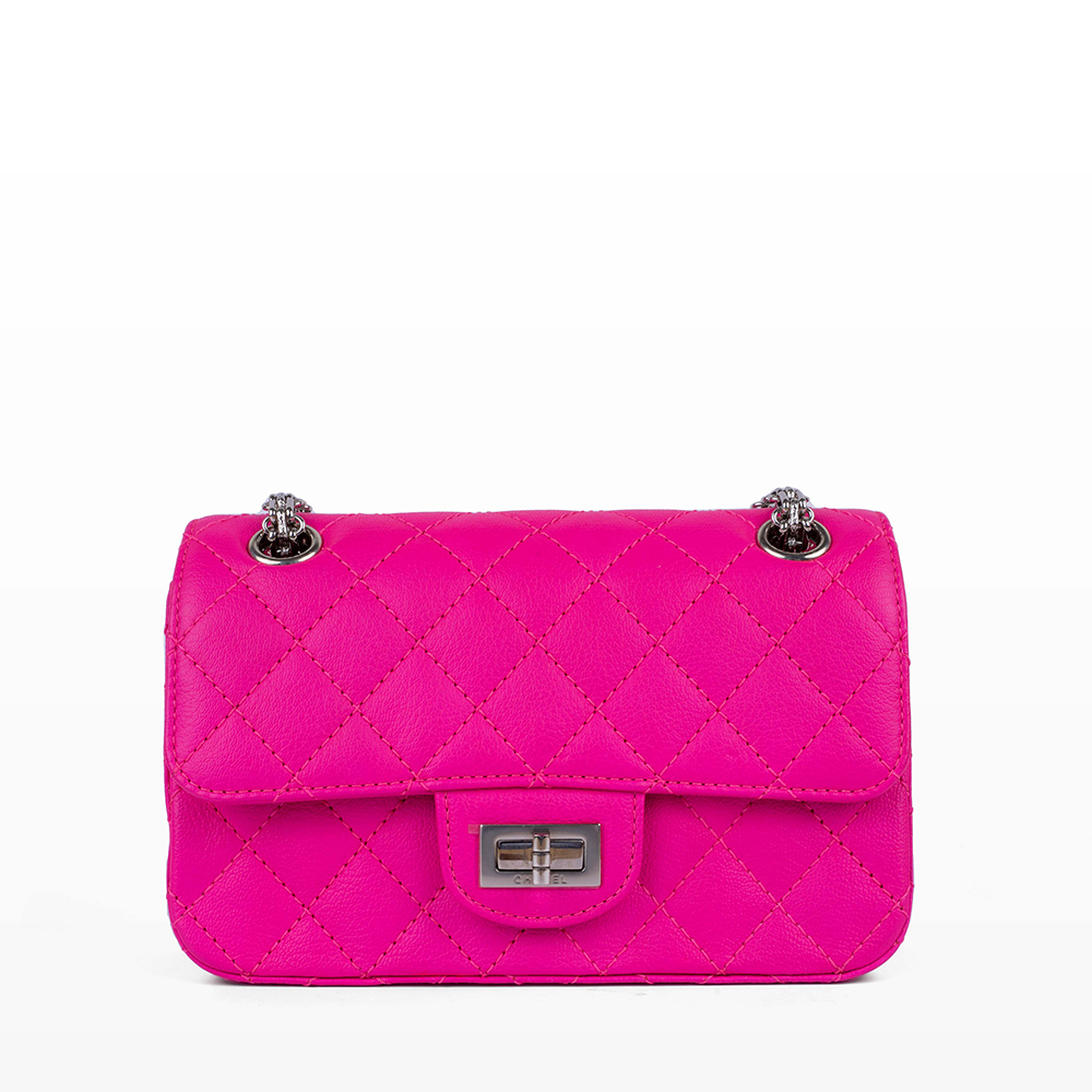 Túi xách Chanel Mini Reissue 224 Fuchsia Neon Pink Goatskin Silver Hardware