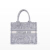 Túi xách Dior Gray and White Toile de Jouy Reverse Embroidery Book Tote