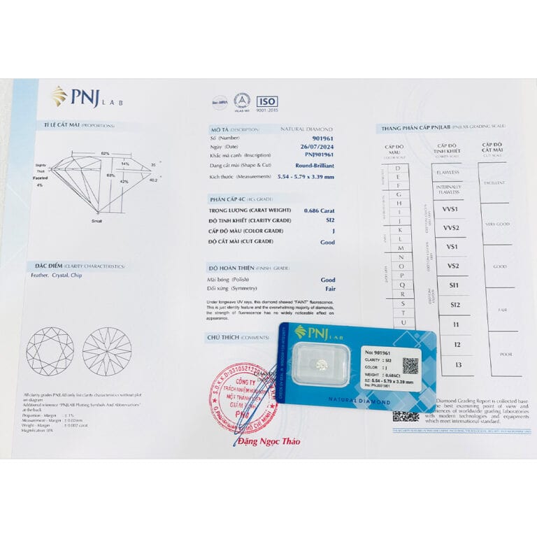 Kim cương 5.54 - 5.79 SI2-J DAN2423233