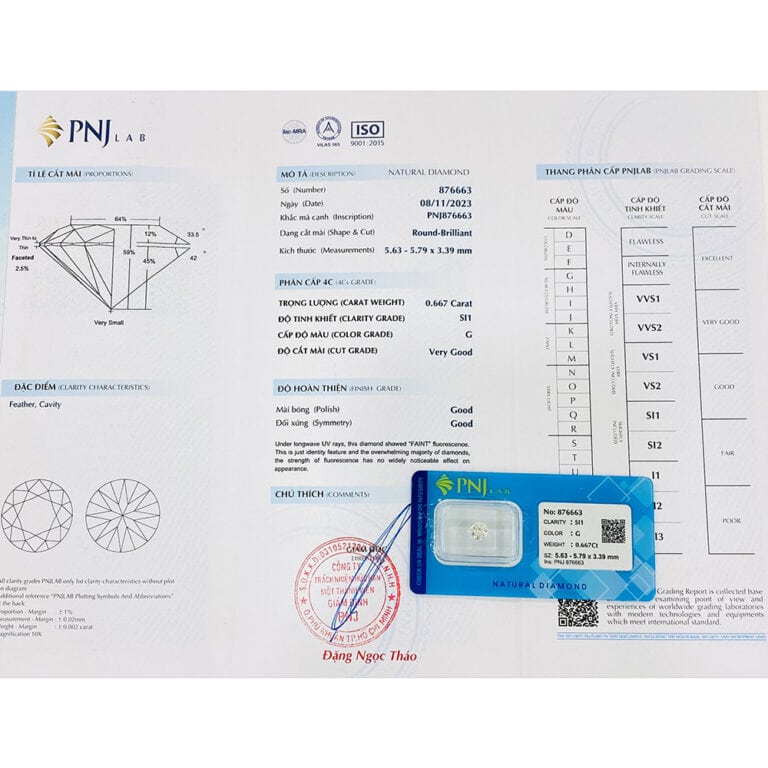 Kim cương 5.63 - 5.79 SI1-G QUM2423593