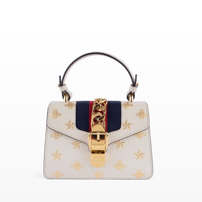 Túi xách Gucci Sylvie Bee Star Mini Calfskin Màu Trắng