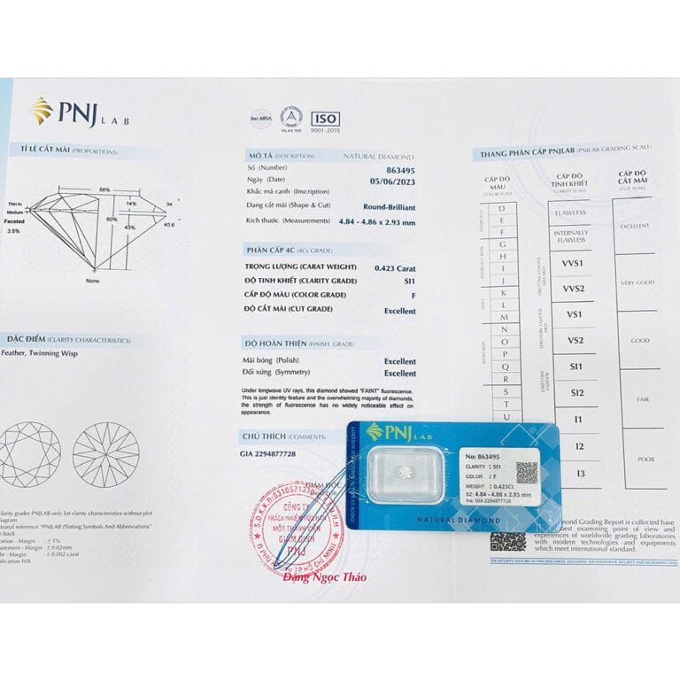 Kim cương 4.84 - 4.86 SI1-F VCB2427755